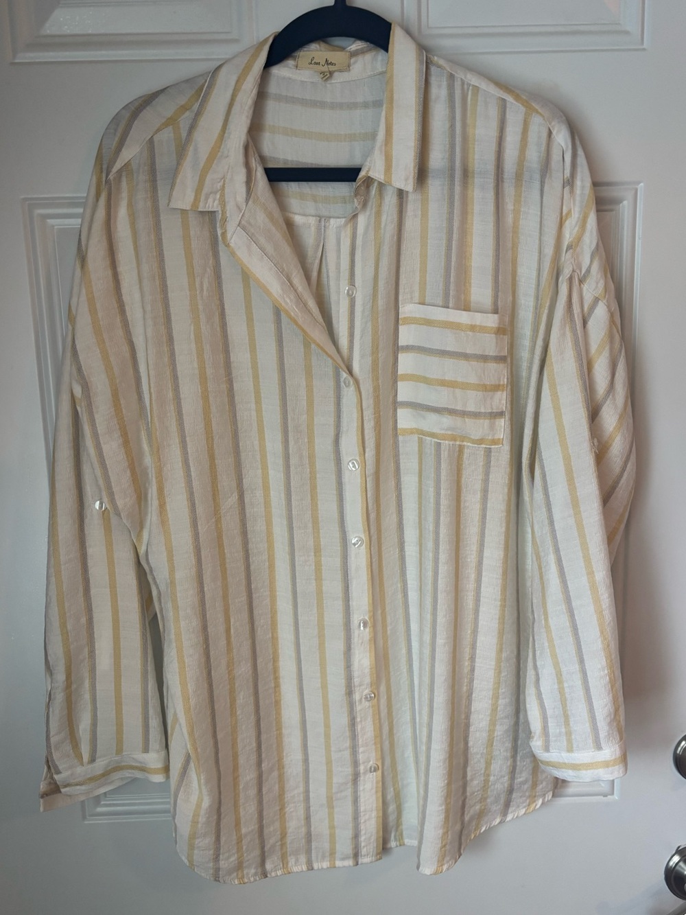 Love Notes Cream and Light Yellow Striped Button-Up Shirt